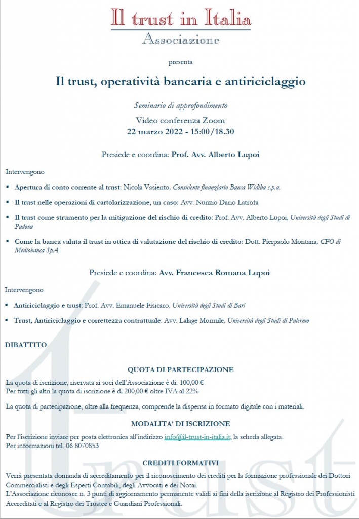 Rappresentazione visiva dell'articolo: Associazione il Trust in Italia
